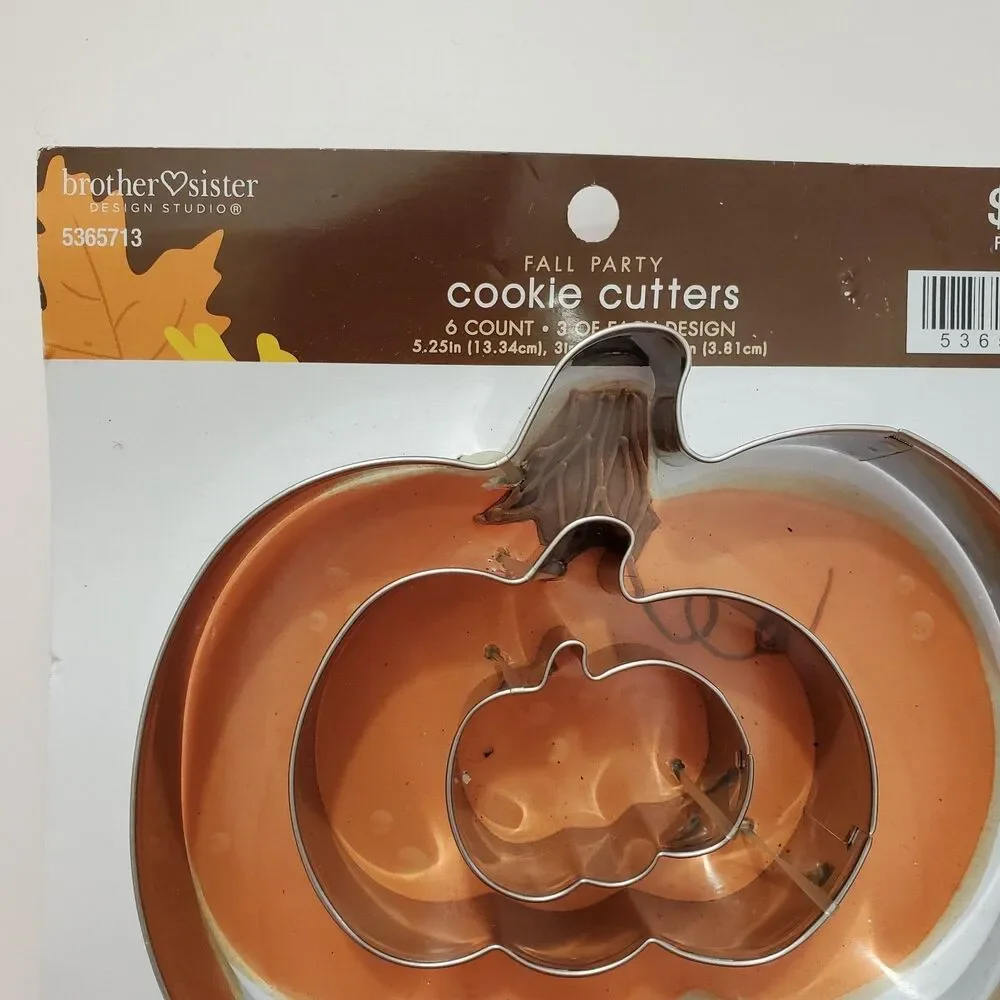 Fall Cookie Cutters set 6 Pumpkins 3 sizes 2 styles Metal 2013 Halloween Harvest
